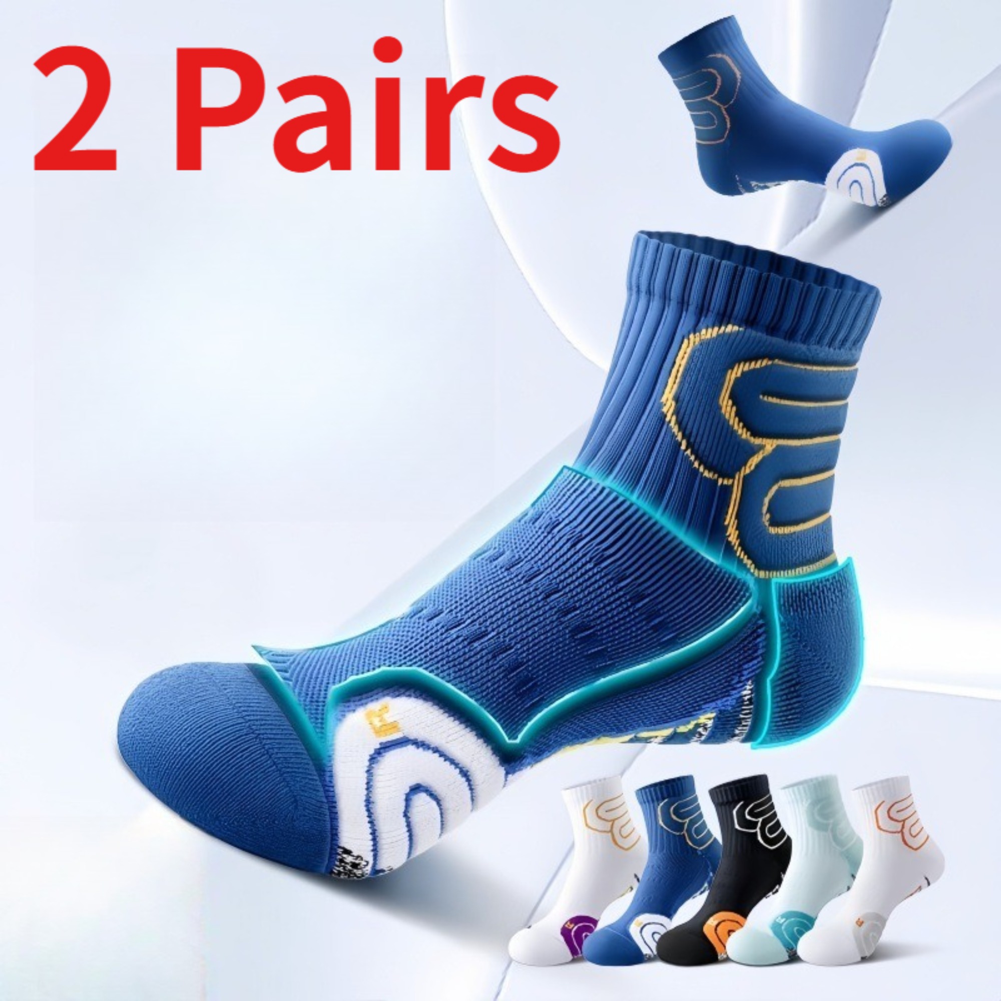 Athletic Sock Cushion - 1/2 ペアメンズマラソンランニングソックス秋冬クッション性アスレチックソックス衝撃吸収アウトドアスポーツバスケットボールソックス