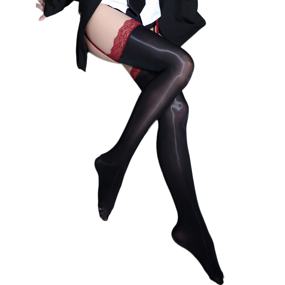 パッチワークオイル光沢パンスト、レースストッキング、シースル - Tights Pantyhose Sheer のレビューと価格