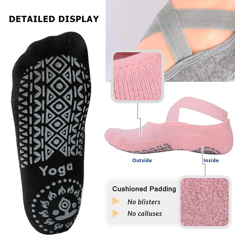 女性用ヨガソックス1組、滑り止めグリップとストラップ付き、ピ - Grip Sock Yoga のレビューと価格