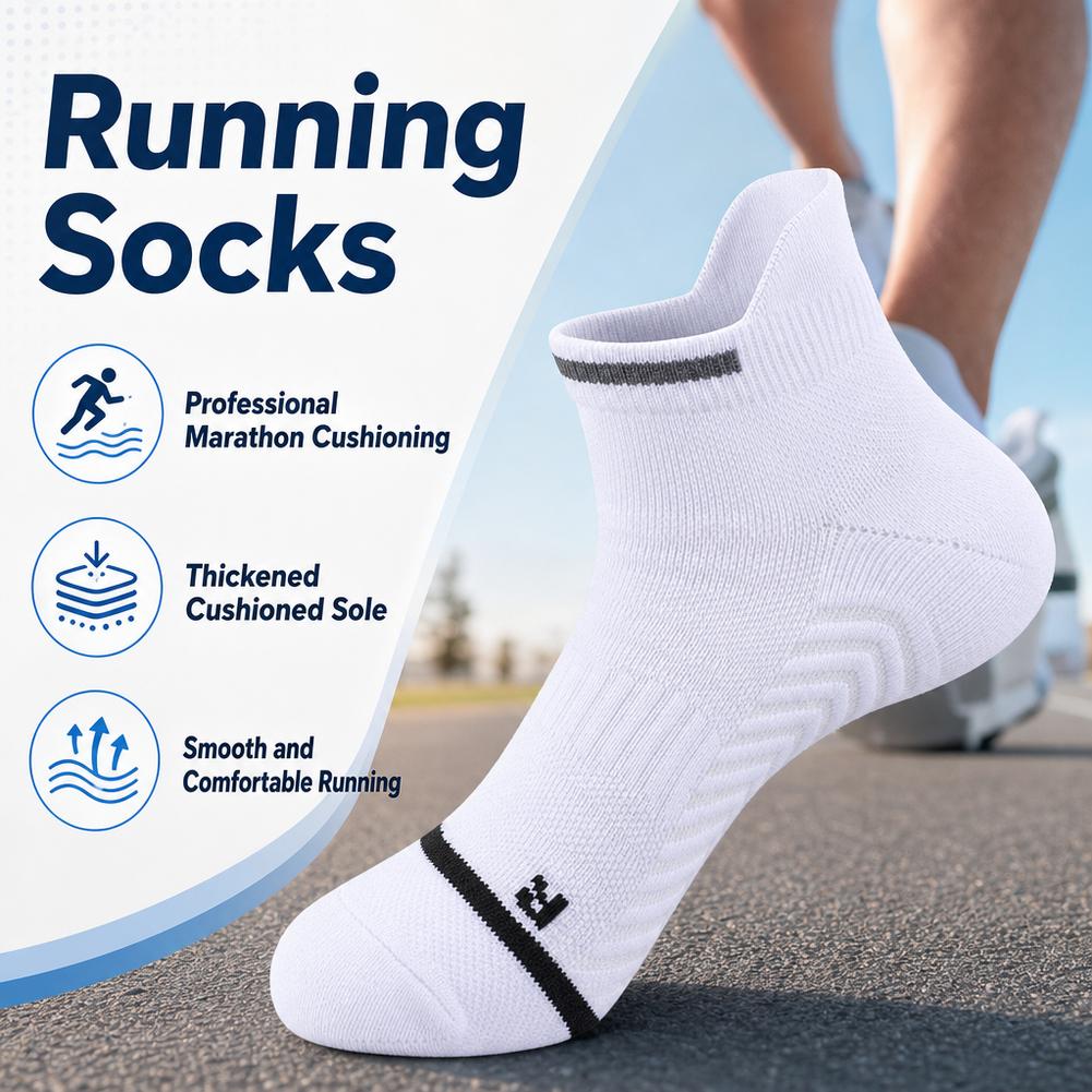 プロのマラソンランニングソックス厚みのあるクッションタオル底 - Athletic Sock Cushion のレビューと価格