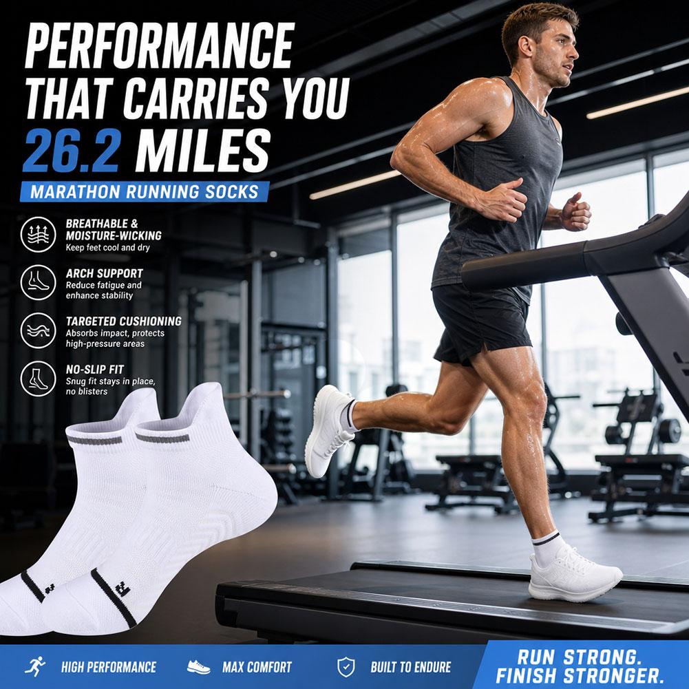 プロのマラソンランニングソックス厚みのあるクッションタオル底 - Athletic Sock Cushion のレビューと価格
